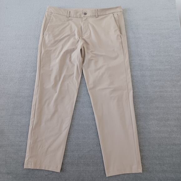 Lululemon Commission Pant Mens 38x32 Beige Slim Straight Leg Casual Stretch - Picture 1 of 11